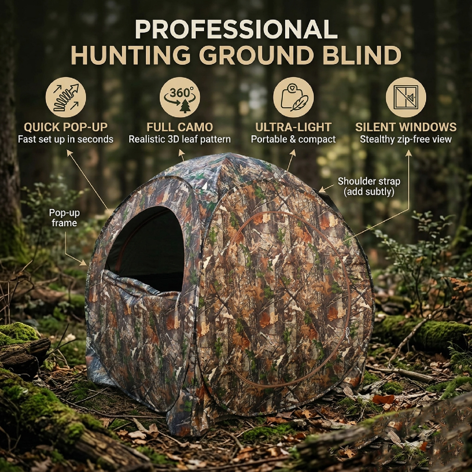 Camouflage Pop-Up Hunting Blin - Hunting & Outdoor Supplies Carterton Reviews recensie en prijs